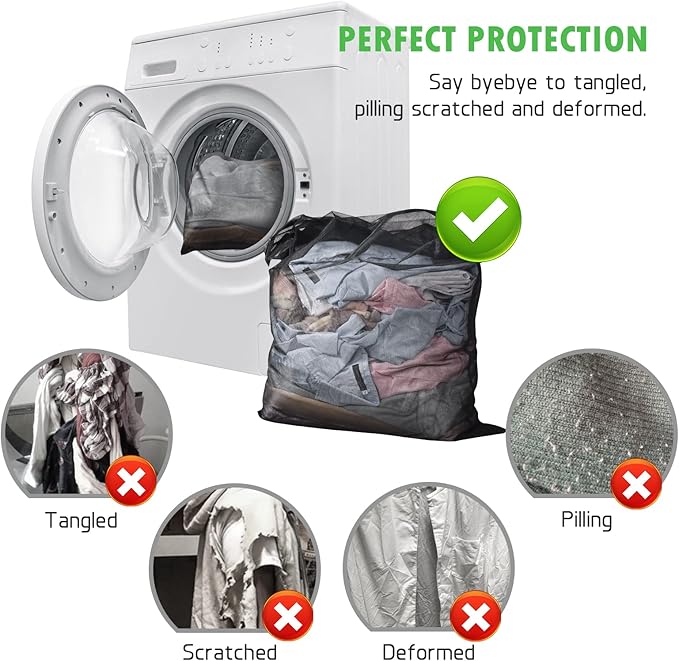 2 Pack Mesh Laundry Bags 24 x 32 inch Laundry Garment Bag Mesh Large Lingerie Wash Bags Zippered Garment Washing Net for Underwear Hosiery Blouse Sweater Dress