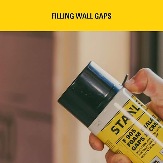Stanley F905 Gaps & Cracks Sealant (2x12 Oz.) – Polyurethane Spray Foam Insulation for Window & Door, Waterproof Gap Filler, Low Expansion Foam for Indoor & Outdoor Use | Straw Use | 12 Oz. 2 Pack
