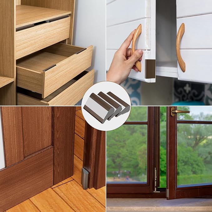 Wedge-Shape Window Weather Stripping Door Frame Seal Strip 2Pcs×196" Brown,Upgrade Black Foam,Soundproofing,Draft Stopper,Winter Insulation,Noise Blocker, Gap Filler for Exterior Front Door Side