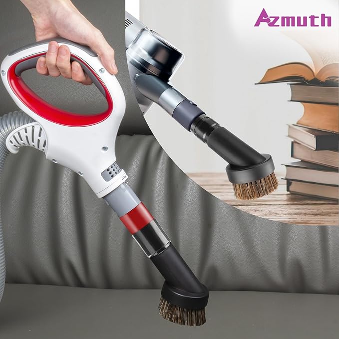 4 Pcs 25mm Horsehair Round Brush Vacuum Brush Attachment with 1-1/4 to 1-3/8 inch Hose Adapter for 1.25 inch/32mm Inner Diameter Vacuum Cleaner, Vacuum Attachment for Most Household Vacuum Cleaners