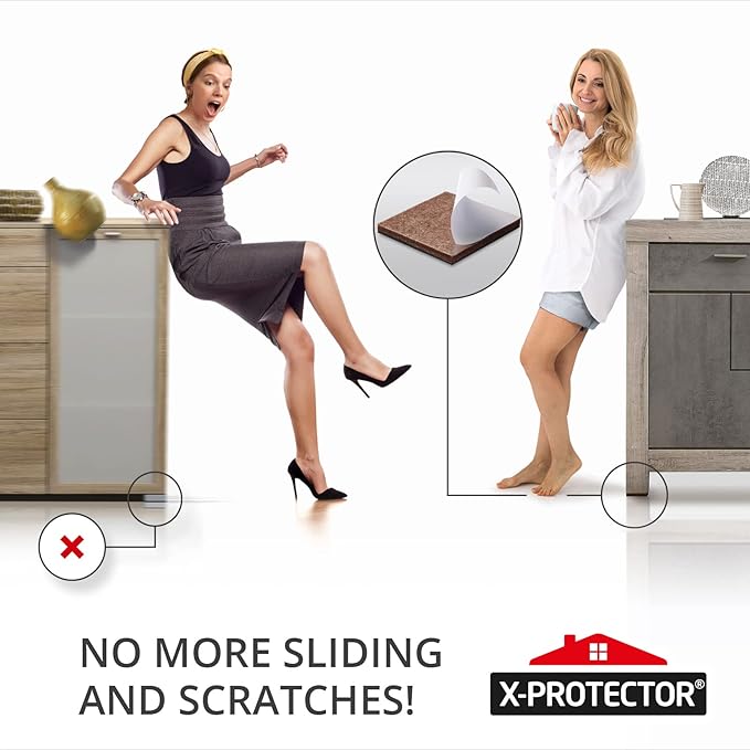 Non Slip Furniture Pads 8 pcs 1 1/2" X-Protector - Premium Furniture Grippers! Self-Adhesive Rubber Feet Furniture Feet - Ideal Non Skid Furniture Pad Floor Protectors - Keep Furniture in Place!