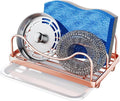 Consumest Sponge Holder for Kitchen Sink - Movable Sink Caddy for Countertop Organizer, 304 Stainless Steel Sponge Holder with Detachable Drip Tray for Kitchen Accessories, Rose Gold