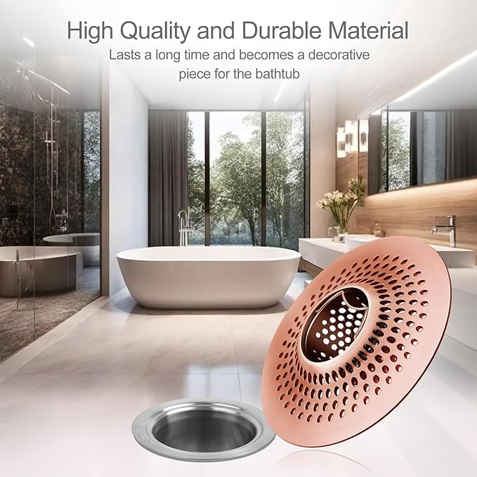 LEKEYE Shower Drain Hair Catcher/Bathroom Drain Cover/Bathtub Drain Strainer/Shower Stall Drain Protector(Red Copper)