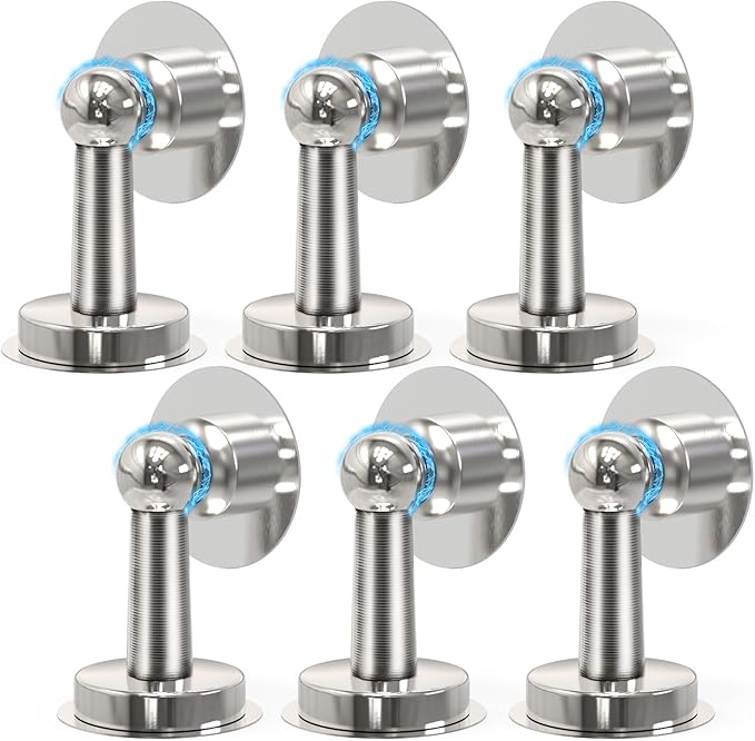 6 Pack Door Stopper Magnetic, COCIVIVRE Magnet Door Stop Stainless Steel for Wall and Floor Mounting, No Drilling Doorstop with Adhesive Tape Hold Your Door Open, Silver