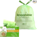 Responsible Products Kitchen Bin Liners, Certified Compostable, Heavy Duty Multipurpose Food Scrap Bags, Made from Compostable Materials (30 Gallon Drawstring, 30 Gallon (42 Count))