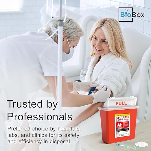 Sharps Container Large - Sharps Containers for Home Use and Labs - Portable Needle Disposal and Travel Size Biohazard Bin - 5 Quart Plus (Pack of 1)