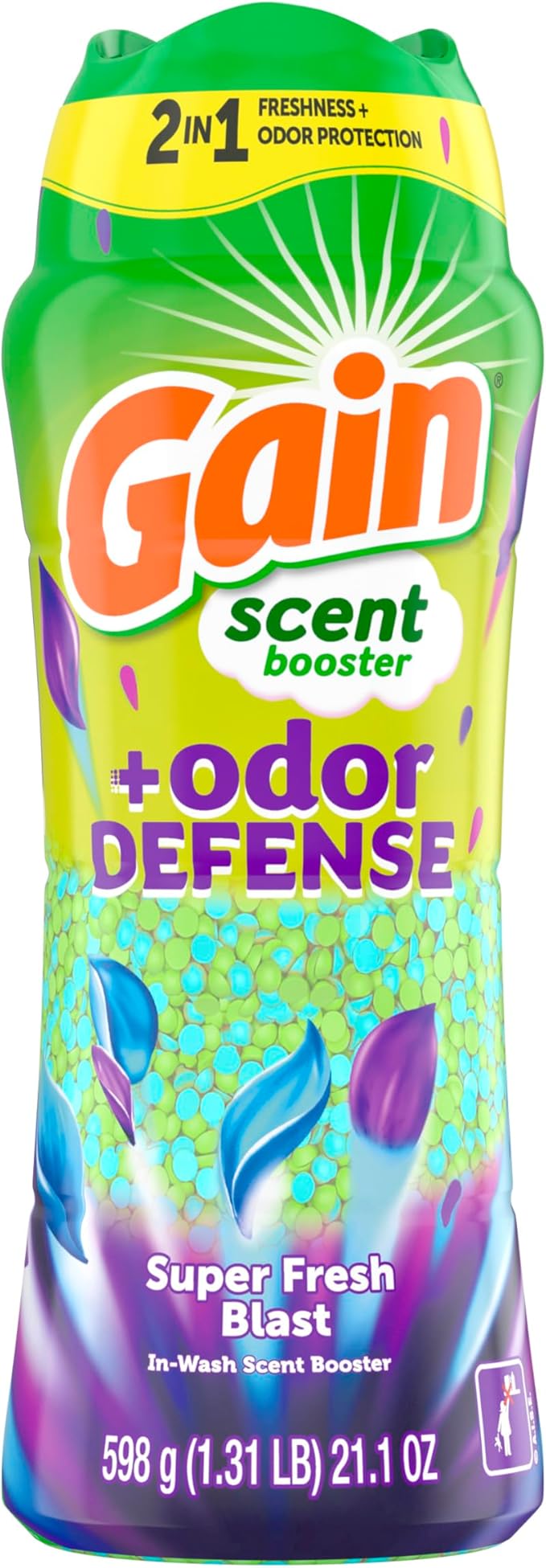 Gain Odor Defense In-wash Scent Booster, Super Fresh Blast scent, 21.1 OZ, 2 in 1 Freshness plus Odor Protection, laundry scent beads