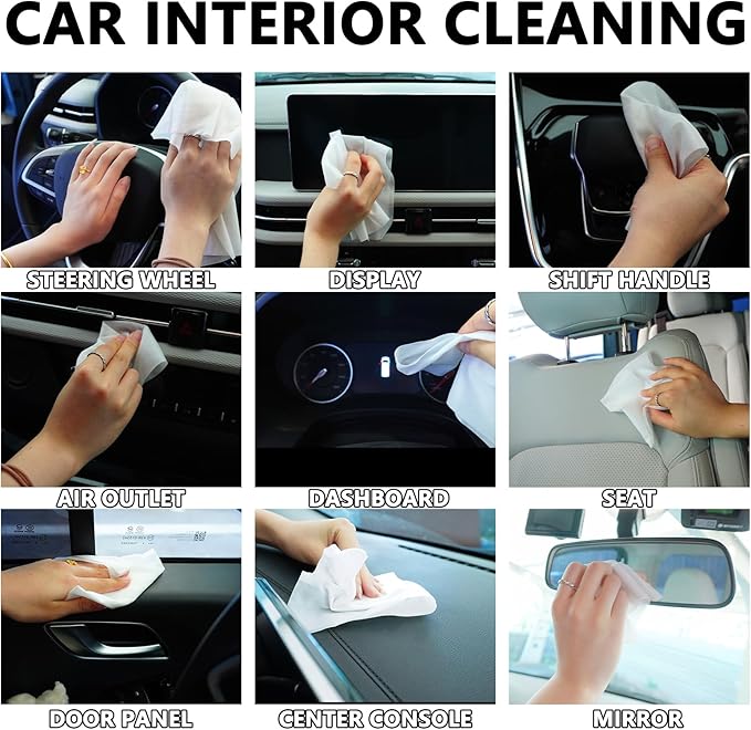 Car Interior Cleaning Wipes, All-Purpose Cleaning Wipes, Cleaning Wipe for Interior Auto Detailing, Multi-Purpose Automotive Wipes for Leather, Dashboard, Steering Wheel, Sofa, etc. 3packs.(60PCS)