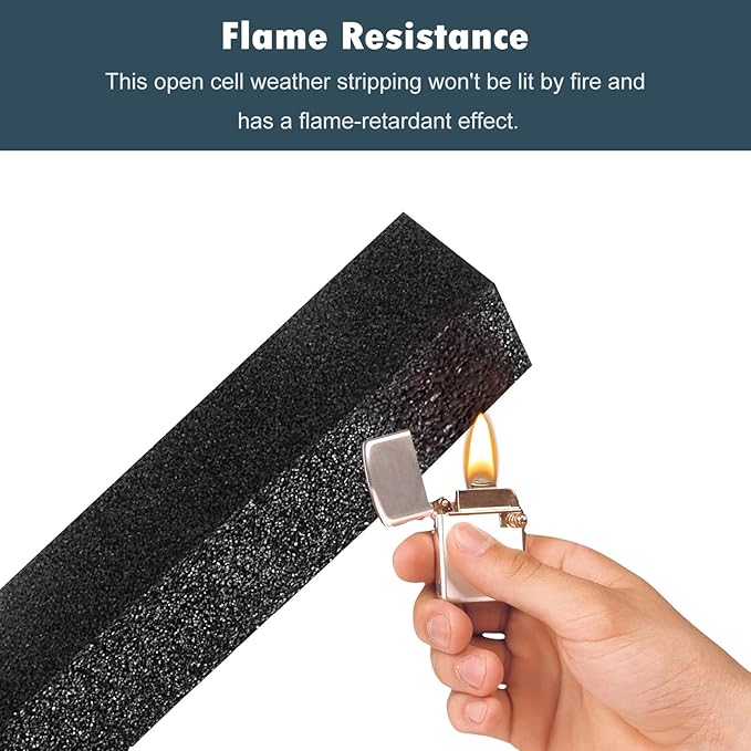 YIJUHOU Weather Stripping Door Seal Window Air Conditoner Insulation Foam Seal Tape Black Open Cell Door Seal Strip (2IN*1IN*6.5FT)