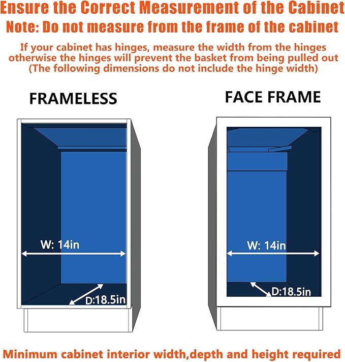 Pull Out Cabinet Organizer 13½" W x 18" D, Heavy Duty Cabinet Pull Out Shelves, Slide Out Drawers Organization for Kitchen Cabinets Bathroom