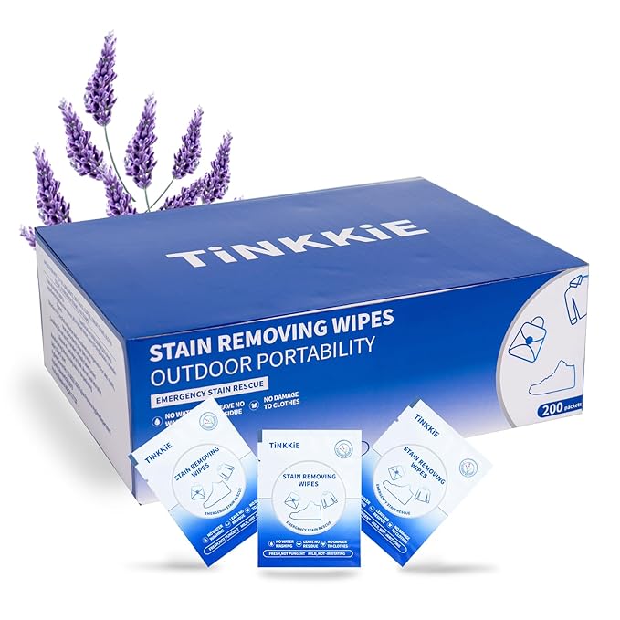200-Pack Stain Remover Wipes, Portable Clothing Stain Remover Wipes, Instant Stain Remover and Individually Wrapped, Stain Removers for Clothes, Shoes And Surface cleaning of headphones