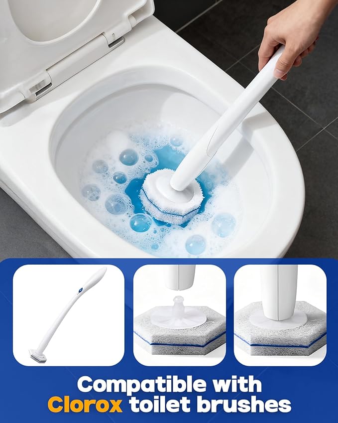 Toilet Wand Refills Compatible with Clorox Toilet Brushes, Instant Foam Cleaning, Secure Lock No Slipping, Odor Neutralizing, Easy Snap-On Design, 50 Pack
