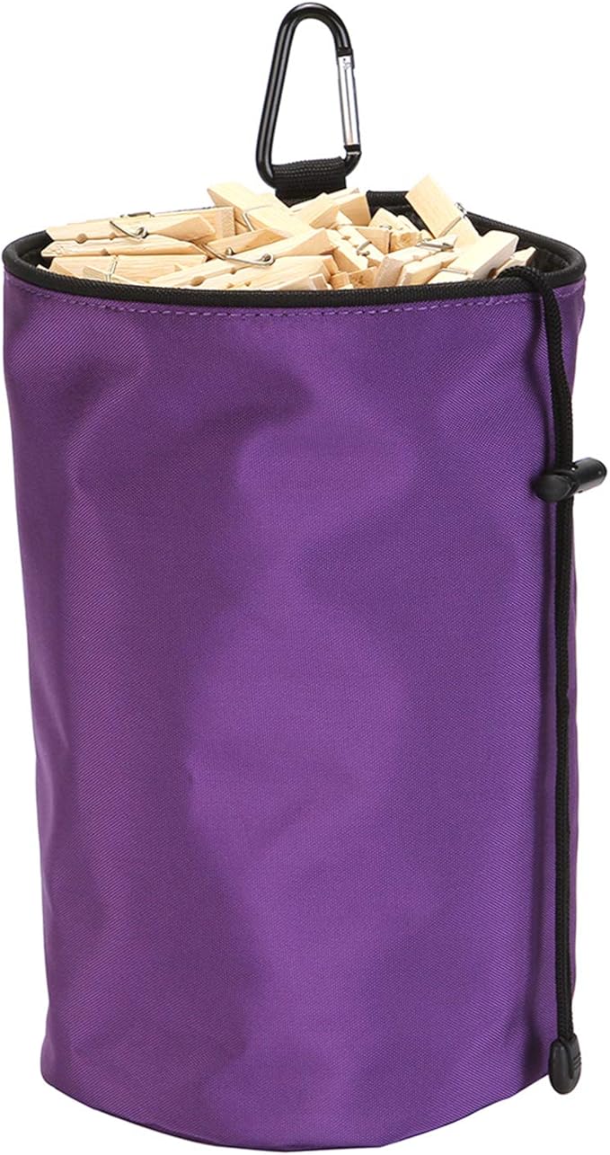 Clothespins Bag Hanging Clothesline Peg Organizer Storage Bags,Dust-Proof(Puper Ultra Violet)