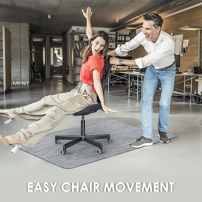 Kuyal Office Chair Mat for Hardwood Floor, 44" x58" Heavy Duty Desk Chair Mat for Office & Home, Anti Slip, Non-Curve Computer Chair Protector Mat, Light Gray