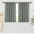 RYB HOME Small Window Curtains, Blackout Privacy Thermal Insulating Drapes for Bedroom Bathroom Basement Cafe Classroom Short Window Decor, W34 x L45, Sage Green, 2 Panels