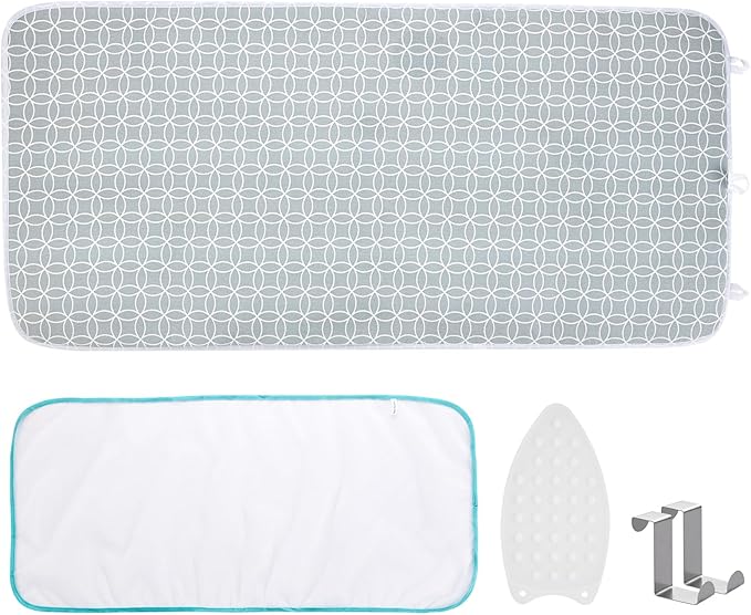 Seiritex Ironing Mat, Portable Ironing Pad 39.4 x 18.9 inch Table Top Iron Board 5 in 1 Travel Iron Blanket for Washer, Dryer, Counter top, Gray