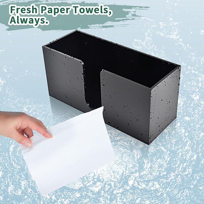 4Pack Black Acrylic Countertop Paper Towel Dispenser, Napkin Dispenser, Multifold Acrylic Paper Towel Dispenser for Z Fold C Fold Trifold Paper Towels for Bathroom Toilet Kitchen Restaurant (4)