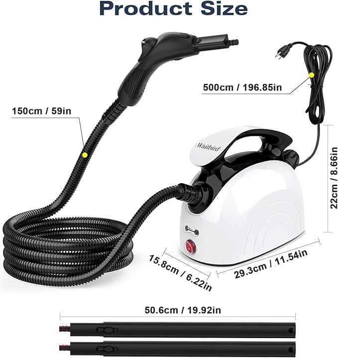 Steam Cleaner, Handheld Steamer with 21 Accessories, 248°F High-Temperature Steam for Floors, Grout, Tiles, Carpet, Cars - Portable 1.08L Tank, Child Lock, Chemical-Free Cleaning