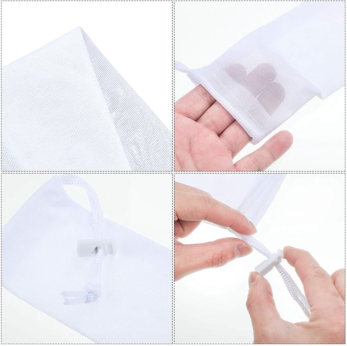 Lint Traps Catcher for Washing Machine Nylon Mesh Lint Traps for Home Laundry Washing Machine Drain Systems Discharge Hoses Filter, 9.4 x 3.1 Inch (24 Pieces)