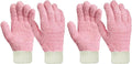 MIG4U Microfiber Dusting Gloves House Cleaning Glove for Blinds, Windows, Shutters, Furniture, and Car, Reusable Lint-Free Pink 2 Pairs S/M