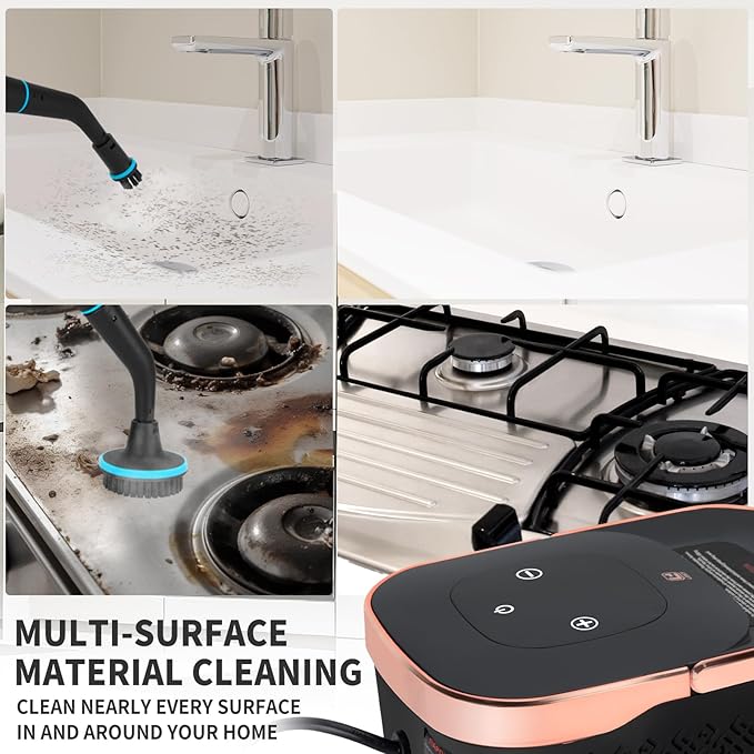 2500W Portable Handheld Steam Cleaner, High Temperature Pressurized Steam Cleaning Large Capacity 10s Fast Heating Steamer for Car Detailing, Furniture, Couch, Bed Bugs, House, Windows (BLACK)