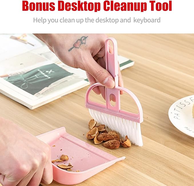 Broom and Dustpan Set with Long Handle – Upright Standing Broom Combo with Self-Cleaning Teeth & Windproof Dustpan, Floor Sweeper for Home, Kitchen, Pet Hair, Indoor Outdoor Use