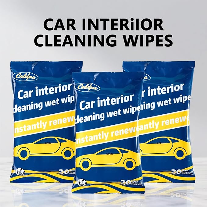 Car Interior Cleaning Wipes, All-Purpose Cleaning Wipes, Cleaning Wipe for Interior Auto Detailing, Multi-Purpose Automotive Wipes for Leather, Dashboard, Steering Wheel, Sofa, etc. 3packs.(60PCS)