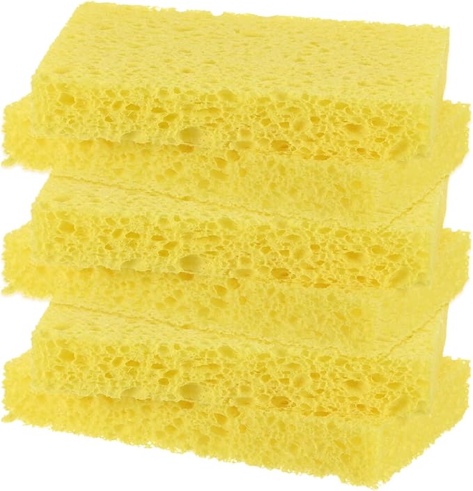 6-Pack Kitchen Sponges, Condense Eco Cellulose Non-Scratch Scrub Heavy Sponge for Kitchen/Household/Bathroom, Clean Tough Messes Dish Scrubber [Yellow]
