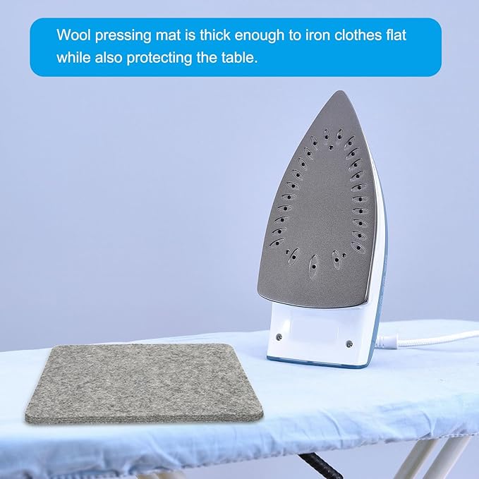 PATIKIL Wool Pressing Mat, 18" x 14" Wool Ironing Pad Blanket 0.5" Thickened Heat Resistant Quilting Ironing Pad for Quilters Sewing Craft, Grey