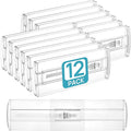 Vtopmart 12 Pack Drawer Dividers for Clothes, 4" High 10.2"-16.6" Adjustable Expandable Dresser Drawer Organizer, Clear Plastic Separators for Dresser, Baby Clothing, Underwear, Cosmetic, Toiletries