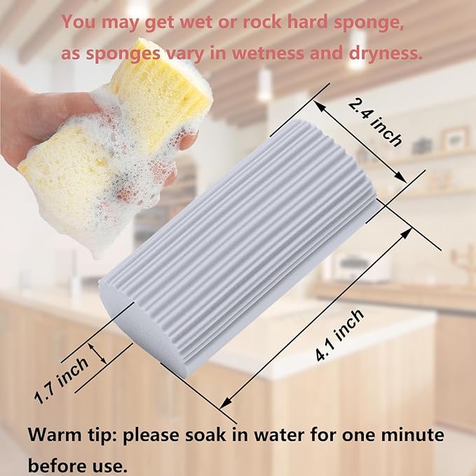 6 Pack Damp Clean Duster Sponge,Dusting Sponge Duster for Housekeeping,Reusable Household Cleaning Sponge for Blinds, Fan Blades,Mirrors,Glass, Baseboards,Window Track Grooves and Car (Grey)