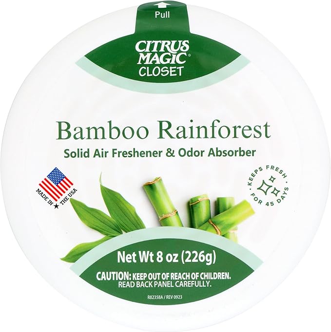 Citrus Magic For Closets Odor Absorbing Solid Air Freshener, Bamboo Rainforest, 8-Ounce, Pack of 3