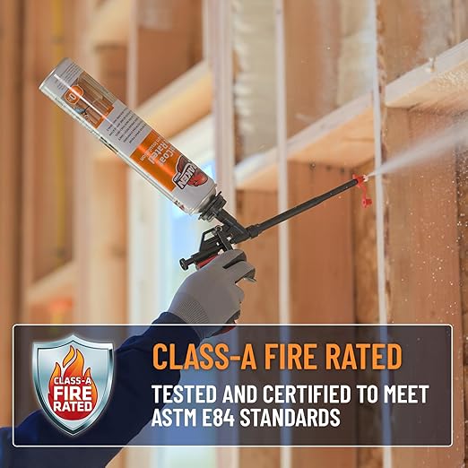 Kraken Bond Fastcoat Fire Rated Spray Foam Insulation Kit Closed Cell in a Can 240 sq ft (12x27.1 oz.)(R-Value 11.32 / 2in)- Spray Foam for Garage Door, Attic, Wall Gun & Cleaner Not Included, 12 Pack