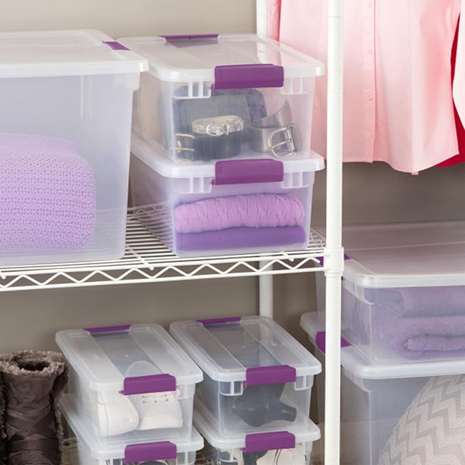 Sterilite 12-Pack 15 Quart ClearView Latch Box, Stackable Organizer Bins with Latching Lids - Clear Plastic Organization Containers for Closet, Bedroom, Shelving Units and Everyday Home Storage