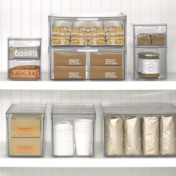 Clarity Pantry Stacking Drawer 8 x 6 x 4 M8 (Pack of 8) - Clear