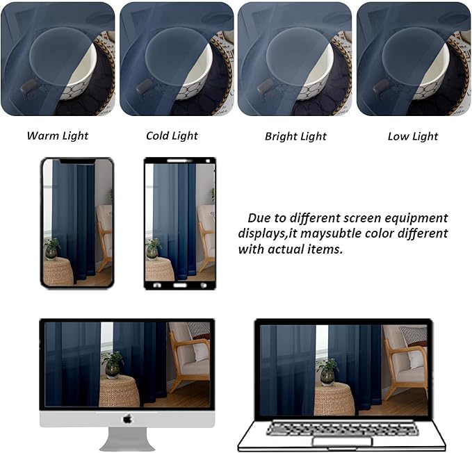 Chyhomenyc Navy Blue Sheer Curtains 84 Inches Long 2 Panels Set - Light Filtering Curtains for Living Room, Soft Breathable Voile Rod Pocket Bedroom Window Drapes, 42Wx84L Inch, 2PCS