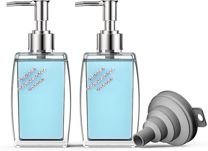 Blue Soap Dispenser with Refillable Plastic Pump for Bathroom Sink or Kitchen Counter, Ideal for Hand Soap, Liquid Soap, Dish Soap, or Lotion Use