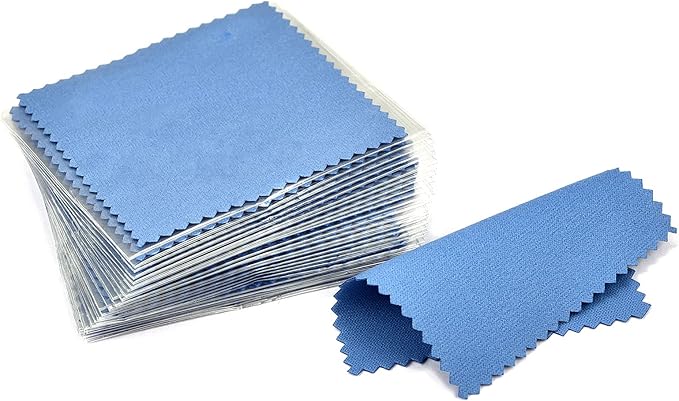 SEVENWELL 50pcs Jewelry Cleaning Cloth Dark Blue Polishing Cloth for Sterling Silver Gold Platinum Small Silver Polish8x8cm