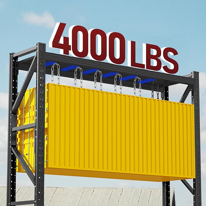 4000LBS Storage Shelves Heavy Duty, 48" W Metal Garage Shelving Units, 4 Tier Adjustable Shelf, Garage Storage Shelves Rack, Industrial Shelving for Warehouse, Basement,48" W x 20" D x 79" H