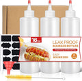 Sopito Squeeze Bottles, 16oz Plastic Condiment Squeeze Bottles with Labels & Funnels & Brusher for Liquids Sauces Ketchup Oil, 3 Pack