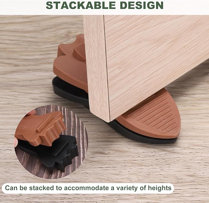 uxcell 4 Pcs Door Stoppers for Bottom of Door, Rubber Stackable Door Stopper Wedge Anti-Slip, 2.13 Inch, Black