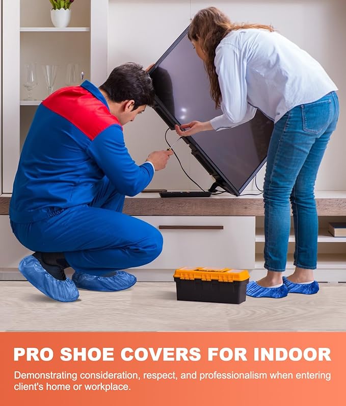 Shoe Covers Disposable – 100 Pack (50 Pairs), Roll-Pack CPE Boot Covers, Waterproof, Stretchable, Fits Up to Men’s 10 / Women’s 12, Ideal for Indoor & Outdoor Use, Easy Storage – Blue