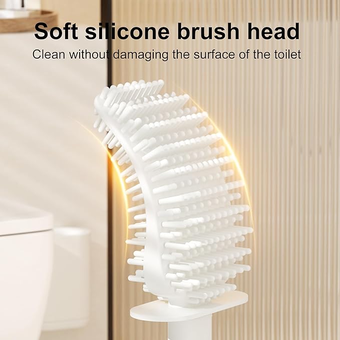 Toilet Brush and Holder Set - Wall Mounted Bathroom Scrub Brush, Toilet Bowl Brush and Plunger Set for Bathroom Cleaner (White)