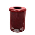 COATEDOUTDOORFURNITURE RFT-P-TXTBUR Heavy Duty Round Trash Receptacle with Flat Top, Liner Included, 32 Gallon, Textured Burgundy, Made in America