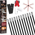 39 Feet Chimney Sweep Kit, Chimney Cleaning Kit with 12 Flexible Black Chimney Rods, Chimney Brush for Sweeping Fireplace, Rotary Chimney Cleaning System Driven by Drill
