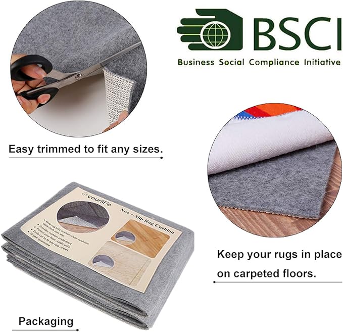 Non Slip Rug Pad Grippers - Round 4x4, 1/8" Thick, (Felt + Rubber) Double Layers Area Carpet Mat Tap, Provides Protection and Cushioning for Hardwood or Tile Floors