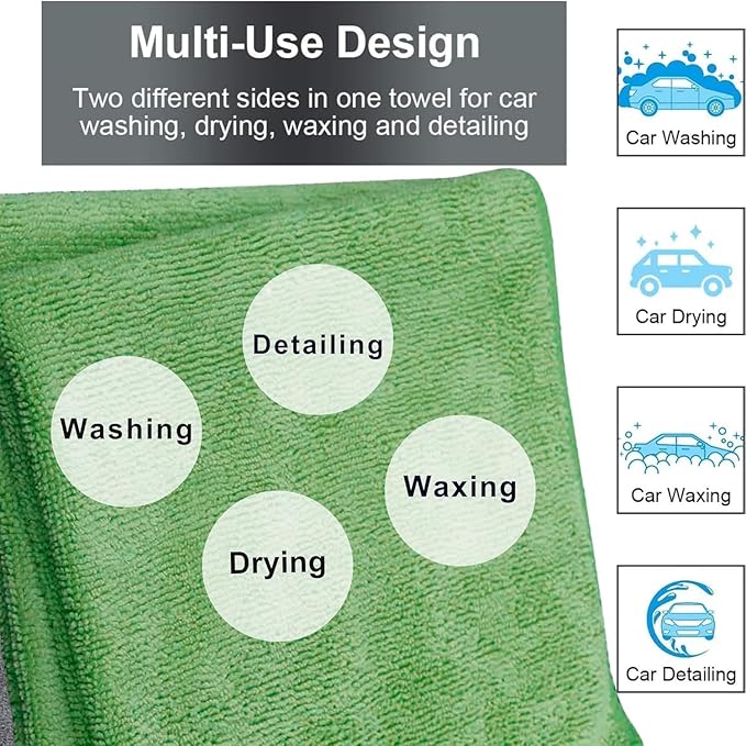 Single Microfiber Cleaning Cloth 40x40 cm - Ultra Absorbent Microfiber Cloth for Home, Kitchen Car Bathroom Rags Polish Cleaning 250 GSM (Green)