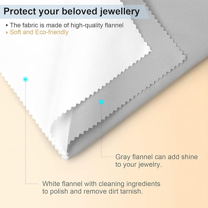 Jewelry Cleaning and Polishing Cloth, 100% Pure Cotton Silver Polishing Cloth for Sterling Silver & Gold & Platinum Jewelry and Large Silverware, Reusable Soft Jewelry Cleaning Cloth (2)