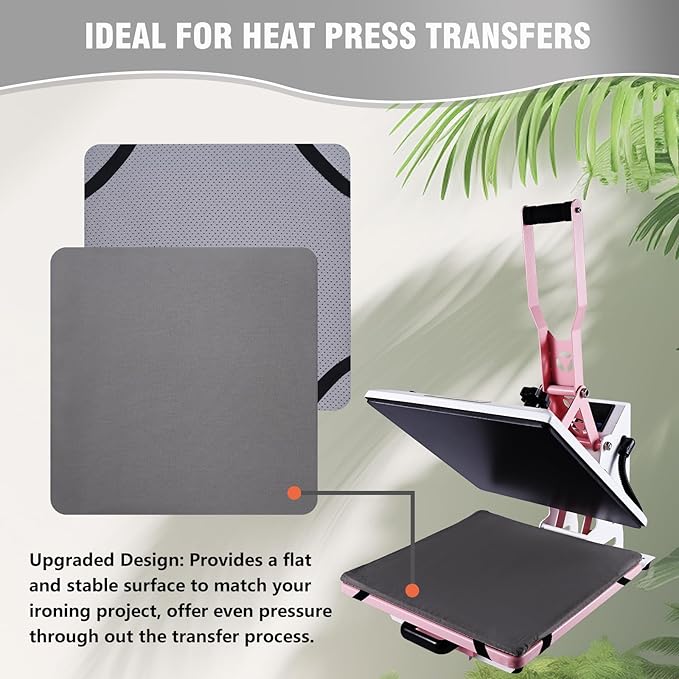 BetterSub Heat Press Mat, 15'' x 15'' Thick Heat-Resistant Foam for Protective Heat Transfer Machine Replacement Pad, Washable Base for HTV Craft Vinyl Ironing Insulation Transfer