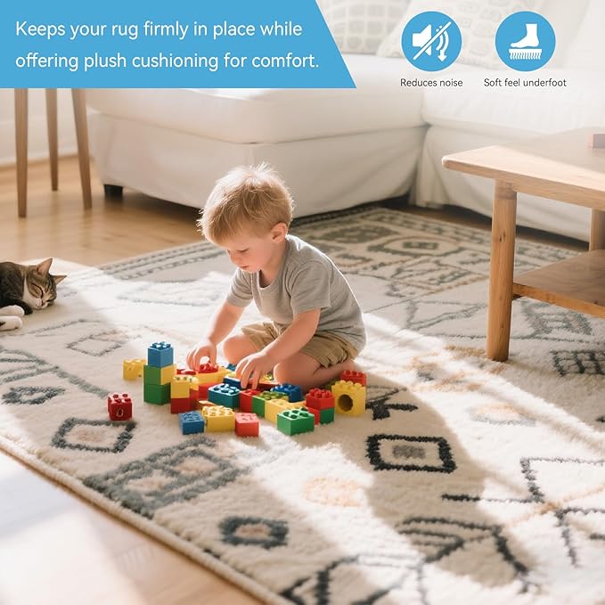 Warmstar 3x5 FT Non Slip Rug Pad,100% Waterproof Felt Rug Pad for Hardwood Floors,1/2” Thick Soft Carpet Pad with Natural Rubber Backing, Secure Grip & Floor Protection
